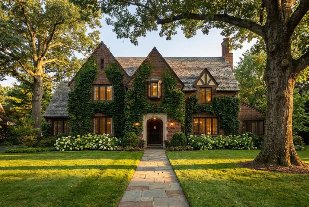 Elegant estate home exterior in Elkins Park Montgomery County PA priced for a slowing real estate market