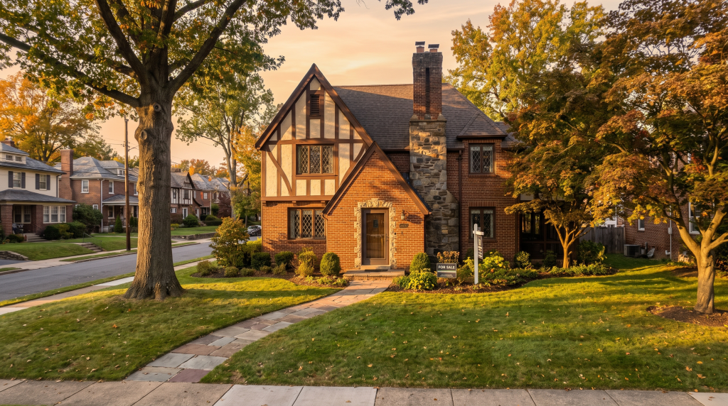 Suburban home exterior in Jenkintown, Pennsylvania, Montgomery County